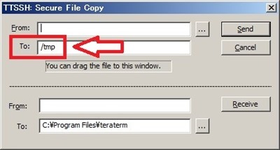 SCP送信先を/tmpに変更しました
