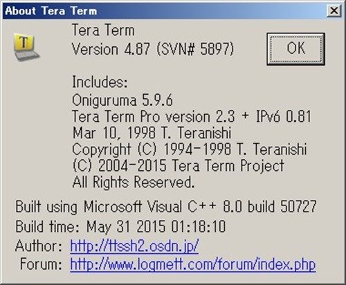 2015年04月31日(日) Tera Term version 4.87がリリース！